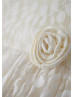 Ivory Lace Champagne Lining Knee Length Rustic Flower Girl Dress